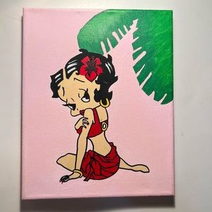 Betty Boop sitting under leaf painting 8x10 frame painting